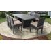 Belle Rectangular Outdoor Patio Dining Table w/ 8 Armless Chairs in Wheat - TK Classics Belle-Dtrec-Kit-8C-Wheat