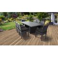 Barbados Rectangular Outdoor Patio Dining Table w/ 8 Armless Chairs in Black - TK Classics Barbados-Dtrec-Kit-8C-Black