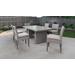 Florence Rectangular Outdoor Patio Dining Table w/ 6 Armless Chairs in Beige - TK Classics Florence-Dtrec-Kit-6C-Beige