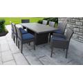 Belle Rectangular Outdoor Patio Dining Table w/ 6 Armless Chairs And 2 Chairs W/ Arms in Navy - TK Classics Belle-Dtrec-Kit-6Adc2Dcc-Navy