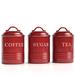 Gracie Oaks Decorative Nesting 3 Piece Coffee, Tea, & Sugar Set Metal in Red | 6.75 H x 4 W x 4 D in | Wayfair B4CFFEC683B245509CE19C33F9BE9304