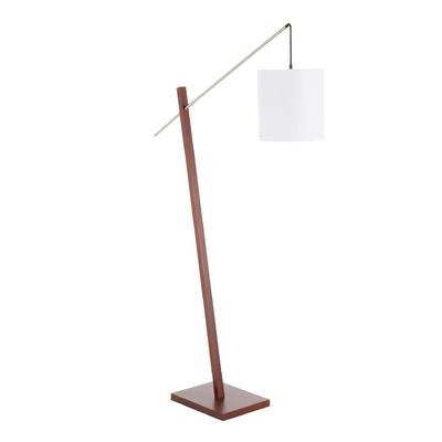 Arturo Contemporary Floor Lamp in Walnut Wood & Wh...