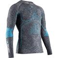 X-Bionic Energy Accumulator 4.0 Melange Shirt Round Neck Long Sleeves Men Baselayer Functional Sport T-Shirt - Dark Grey Melange/Blue, Large