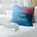 East Urban Home Multicolor Background Follow Your Heart Quote Pillow Down/Feather/Polyester in Pink | 14 H x 14 W x 3 D in | Wayfair