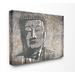 World Menagerie 'Distressed Surface Tan & Grey Buddha Mural' by Artist Onrei Painting Canvas in Brown | 24 H x 30 W x 1.5 D in | Wayfair