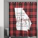 The Holiday Aisle® Brianne There's No Place Like Georgia for the Holidays Single Shower Curtain Polyester in Black/Blue/Red | 74 H x 71 W in | Wayfair
