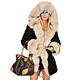 Aox Women Winter Faux Fur Hood Warm Thicken Coat Lady Casual Plus Size Parka Jacket Outdoor Overcoat (12, Beige Black)