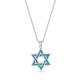 925 Sterling Silver Womens Jewish Star of David Blue Simulated Opal Turquoise-Tone Pendant Necklace