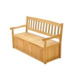 Highland Dunes Magallanes Grade-A Luxurious Teak Storage Outdoor Bench Wood/Natural Hardwoods in Brown/White | 36 H x 60 W x 19 D in | Wayfair