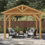 Yardistry 11 x 13 Cedar Carolina Pavilion Wood/Hardtop/Cedar in Brown/White | 121 H x 156 W x 132 D in | Wayfair YM11726X