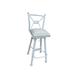 Rosalind Wheeler Lafayette Swivel 30" Bar Stool Upholstered/Leather/Genuine Leather in White | 44 H x 18 W x 20 D in | Wayfair