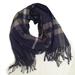 American Eagle Outfitters Accessories | Aeo Oversized Plaid Fringe Blanket Wrap Scarf Blue | Color: Blue/Cream | Size: Os