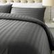 Luxurious 800 Thread Count Cotton Rich Satin Stripe Duvet Bed Cover with Housewife Pillowcases | 800 TC Hotel Striped Bedding (Double/Steel Grey)