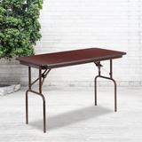 Flash Furniture Wofford 24" x 48" Rectangular Mahogany Melamine Laminate Folding Banquet Table Wood/Metal in Brown/Red | Wayfair YT-2448-MEL-WAL-GG