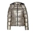 Vieliring Womens Lightweight Outwear Coats Lightweight Water-Resistant Hooded Down Metallic Bomber Nightclub Party Jacket (Khaki, 14)