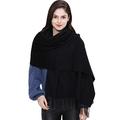 100% Cashmere Scarf Pashmina Shawls and Wraps for Women Warm Winter More Thicker Soft Scarves Black