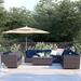 Lark Manor™ Anastase 10 Piece Rattan Sectional Seating Group w/ Cushions Synthetic Wicker/All - Weather Wicker/Wicker/Rattan in Blue | Outdoor Furniture | Wayfair