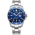 MASTOP Men Automatic Watch Classic Rotating Bezel Analog Watch Men's Diver Dress Watches Day Week Luxury Watch, Silver blue, Analog Watch,Diver,Automatic Watch