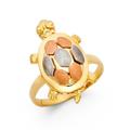 14ct Yellow Gold White Gold and Rose Gold Fancy Turtle Ring Size N 1/2 Jewelry Gifts for Women