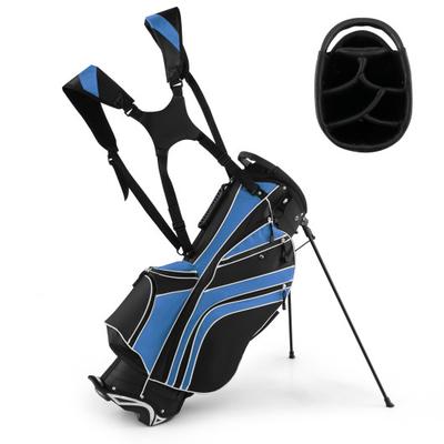 Costway Golf Stand Cart Bag with 6-Way Divider Carry Pockets-Blue