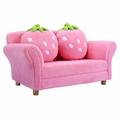 Costway BL/PI Kids Strawberry Armrest Chair Sofa-Pink