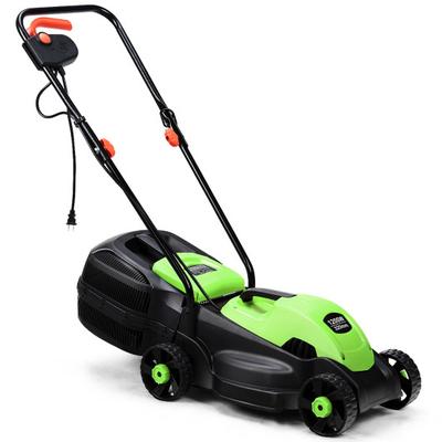 Costway 14 Inch Electric Push Lawn Corded Mower with Grass Bag-Green