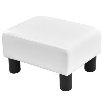 Costway Small PU Leather Rectangular Seat Ottoman Footstool-White