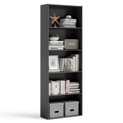 Costway 5-Shelf Storage Bookcase Modern Multi-Functional Display Cabinet Furniture-Black
