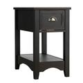 Costway Contemporary Chair Side End Table Compact Table with Drawer Nightstand-Brown