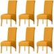 KELUINA High Back Solid Fabric Stretch XL Chair Covers for Dining Room, Spandex Large Dining Chair Slipcovers for Home Living Restaurant Hotel (Mustard,Set of 6)