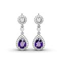 Jeulia Crystal Sapphire Drop Earrings for Women Girls Teardrop Dangle Fashion Silver Plated Rhinestone Earrings Party Wedding Bride Prom Gift for Her