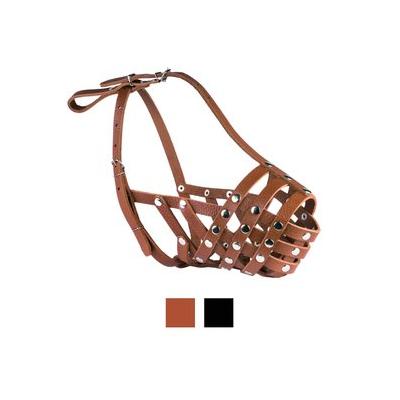 CollarDirect Leather Basket Dog Muzzle for Pitbull, Brown