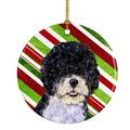 The Holiday Aisle® Portuguese Water Dog Holiday Christmas Hanging Figurine Ornament /Porcelain in Blue/Green/Red | 3 H x 3 W x 0.25 D in | Wayfair