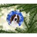 The Holiday Aisle® Welsh Springer Spaniel Winter Snowflakes Holiday Hanging Figurine Ornament /Porcelain in Blue/Brown | Wayfair