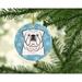 The Holiday Aisle® Snowflake English Bulldog Hanging Figurine Ornament Ceramic/Porcelain in Blue/White | 3 H x 3 W x 0.25 D in | Wayfair