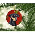 The Holiday Aisle® Doberman Snowflakes Holiday Christmas Hanging Figurine Ornament Ceramic/Porcelain in Black/Red | 3 H x 3 W x 0.25 D in | Wayfair