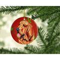 The Holiday Aisle® Bloodhound Snowflake Holiday Christmas Hanging Figurine Ornament Ceramic/Porcelain in Brown/Red | 3 H x 3 W x 0.25 D in | Wayfair