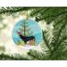 The Holiday Aisle® Minorca Ctalalan Chicken Holiday Shaped Ornament Ceramic/Porcelain in Blue/Green | 3 H x 3 W x 0.25 D in | Wayfair