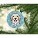 The Holiday Aisle® Snowflake Retriever Hanging Figurine Ornament Ceramic/Porcelain in Blue/Yellow | 3 H x 3 W x 0.25 D in | Wayfair