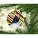 The Holiday Aisle® Rat Terrier Holiday Christmas Hanging Figurine Ornament Ceramic/Porcelain in Blue/Green/Red | 3 H x 3 W x 0.25 D in | Wayfair