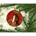 The Holiday Aisle® Horse Foal Snowflakes Holiday Christmas Hanging Figurine Ornament Ceramic/Porcelain in Brown/Red | 3 H x 3 W x 0.25 D in | Wayfair