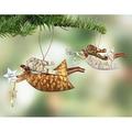 The Holiday Aisle® 2 Piece Christmas Flying Angels Hanging Figurine Ornament Set Metal in Gray/Yellow | 7 H x 3 W x 1 D in | Wayfair