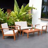 Bay Isle Home™ Mode 4 Piece Sofa Seating Group w/ Cushions Synthetic Wicker/Wood/All - Weather Wicker/Natural Hardwoods/Wicker/Rattan | Outdoor Furniture | Wayfair