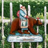 The Holiday Aisle® Tiburon Santa on Grizzly Bear Decor Figurine Wood in Brown | 12 H x 9 W x 1 D in | Wayfair B0669E10A1324F95B680EC0246ED308A