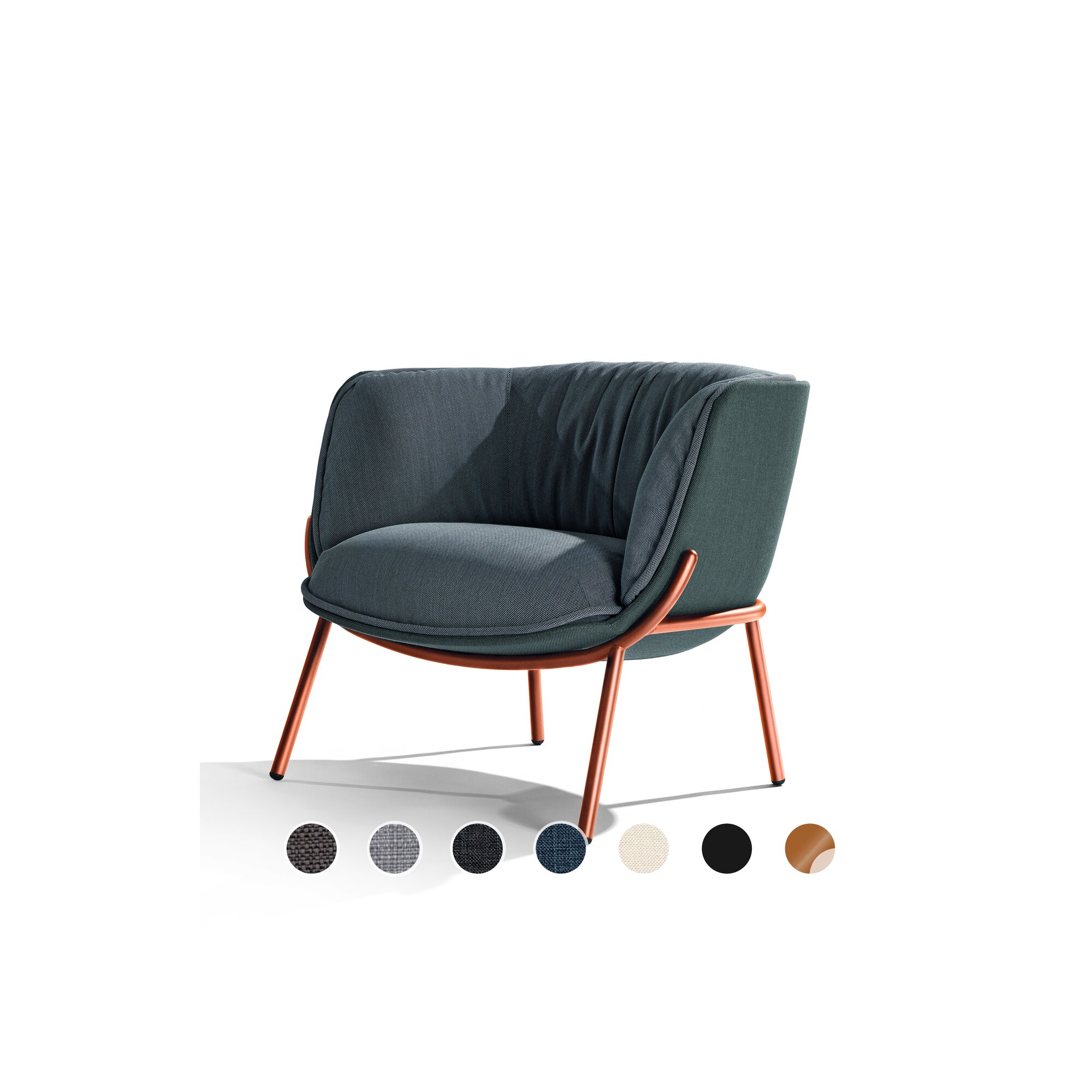 infiniti »BOMBOM« Designer-Sessel 4-Fuss / AC31 Schwarz matt lackiert / FL 600 hellgrau / FL602 anthrazit