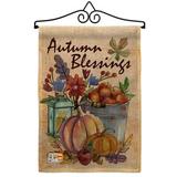 Breeze Decor Autumn Blessings Burlap Fall Harvest & 2-Sided Burlap 19 x 13 in. Garden Flag in Black/Brown | 18.5 H x 13 W x 1 D in | Wayfair