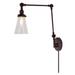Gracie Oaks Martucci 1-Light Swing Arm Lamp Glass/Metal in Brown | 32 H x 5 W x 36 D in | Wayfair C1CDF6EA30EB4ABFBF7099DD870AC14C