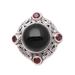 Regal Blessing,'Onyx and Garnet Cocktail Ring Crafted in Bali'