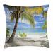 East Urban Home Sandy Beach w/ Palm Trees Indoor/Outdoor 36" Throw Pillow Cover Polyester | 36 H x 36 W x 0.1 D in | Wayfair