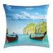 East Urban Home Traditional Longtail Boats At Maya Bay in Thailand Indoor/Outdoor 26" Throw Pillow Cover Polyester | 36 H x 36 W x 0.1 D in | Wayfair